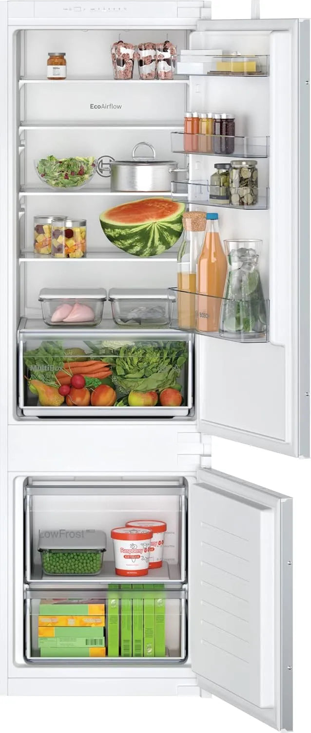 Bosch réfrigérateur KIV87NSE0, Série 2, congélateur, dimensions 177.2 x 54.1 cm, capacité 200 L, Encastrable