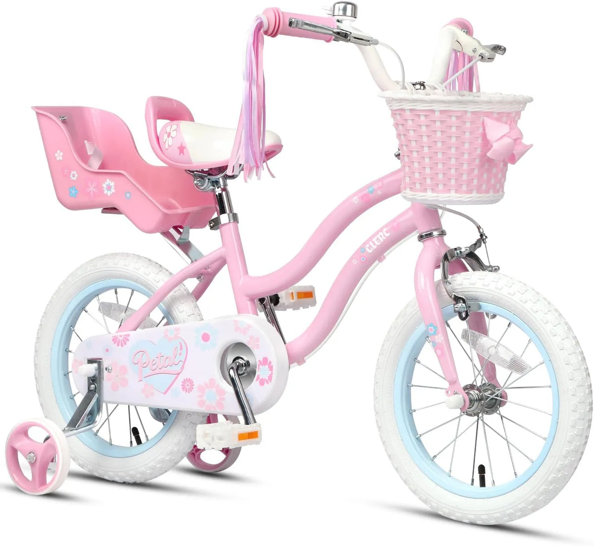 Vélo Glerc, pour Enfants 12/14/16 Pouces pour Filles, Adapté aux Enfants de 2 à 8 Ans, Style Princesse, Équipé avec Panier