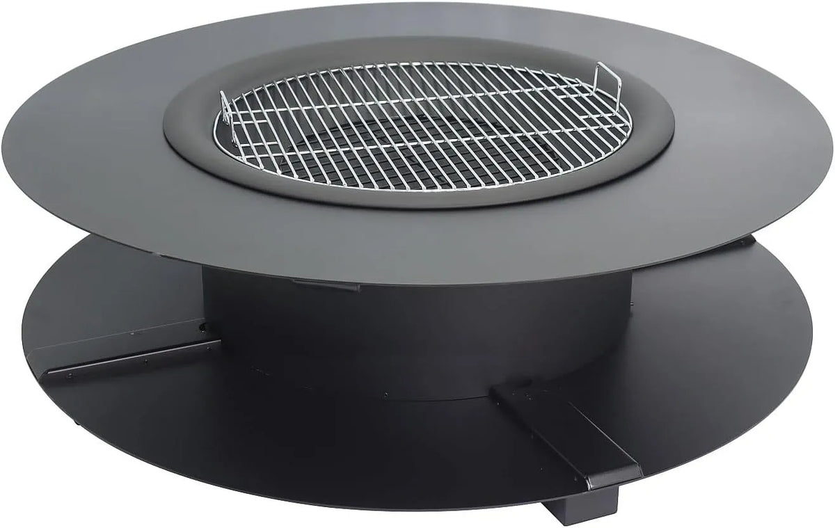 Modèle L120 H40 Vente-unique, x x cm, Brasero plancha grill avec range-bûches, BARCENA