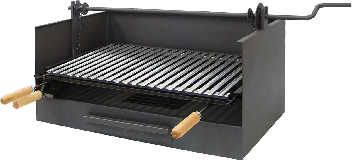 Barbecue ZORRO 71517, IMEX EL Tiroir pour avec Broche et Grille en Acier Inoxydable 50 x 40 x 33 cm