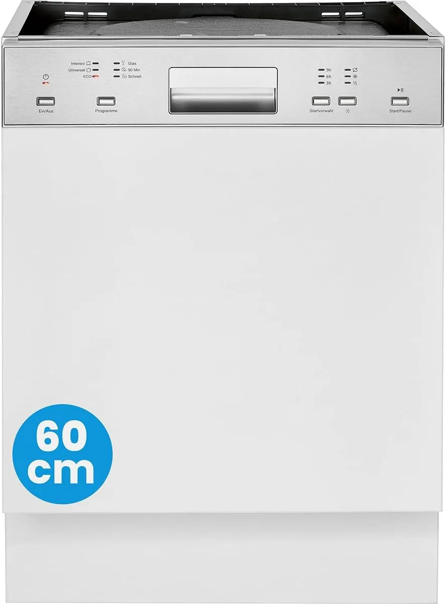 Bomann lave-vaisselle, largeur 60 cm, 6 programmes, 40°-65°C, version partiellement intégrée, très silencieux, ouverture de porte automatique, GSPE
