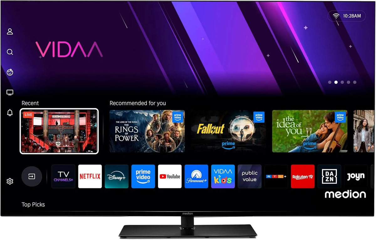 Smart TV 855300, largeur 138,8 cm, Dolby Vision HDR, Prime Video, DAZN, HbbTV, Bluetooth, MEDION TV 55 Pouces 4K, Television