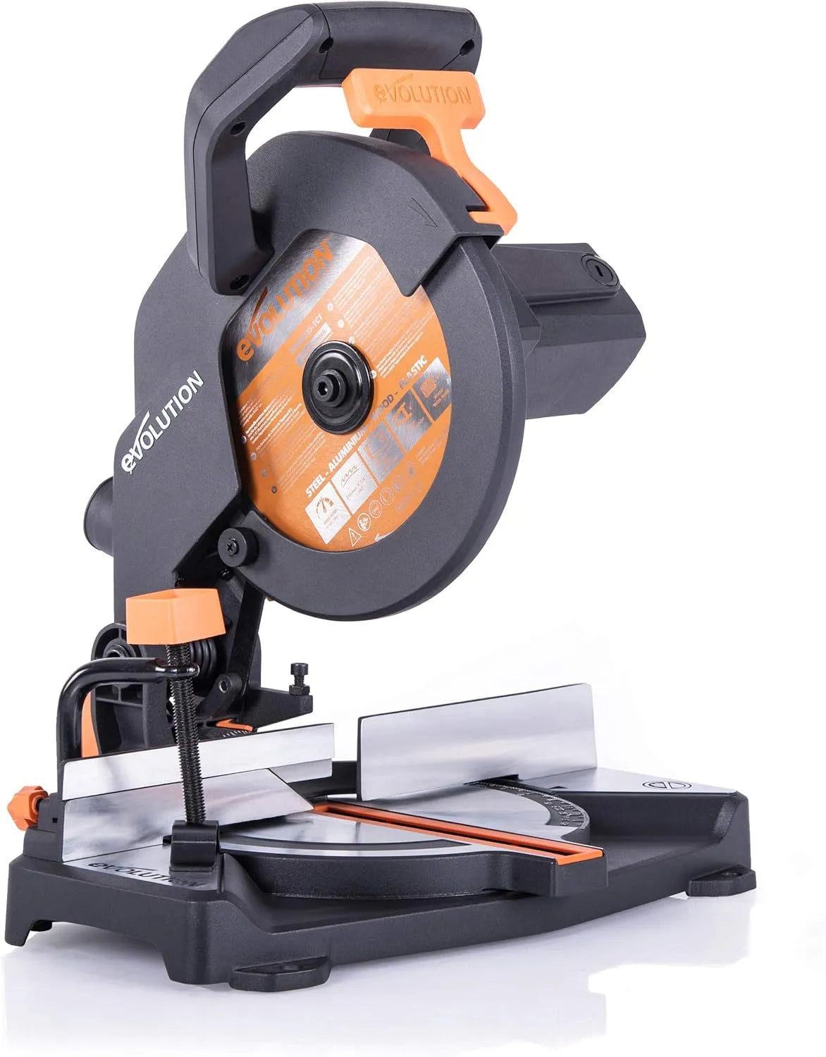 R210CMS Evolution Power, Tools Scie à Onglet Compacte Coupe Multi-Matériaux Lame TCT Incluse Coupe le Bois, 45°, 210mm, le Métal, le Plastique