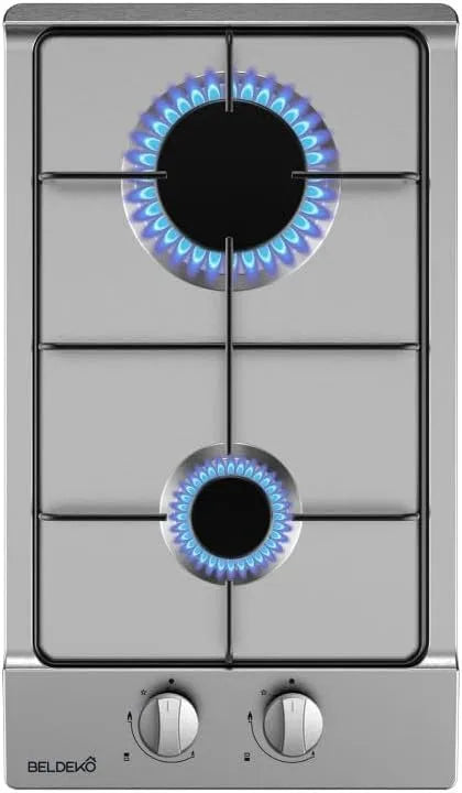 Plaque de cuisson BELDEKO, Gaz 2 feux Inox, puissance 3000W, Encastrable, Gaz ville et bouteille