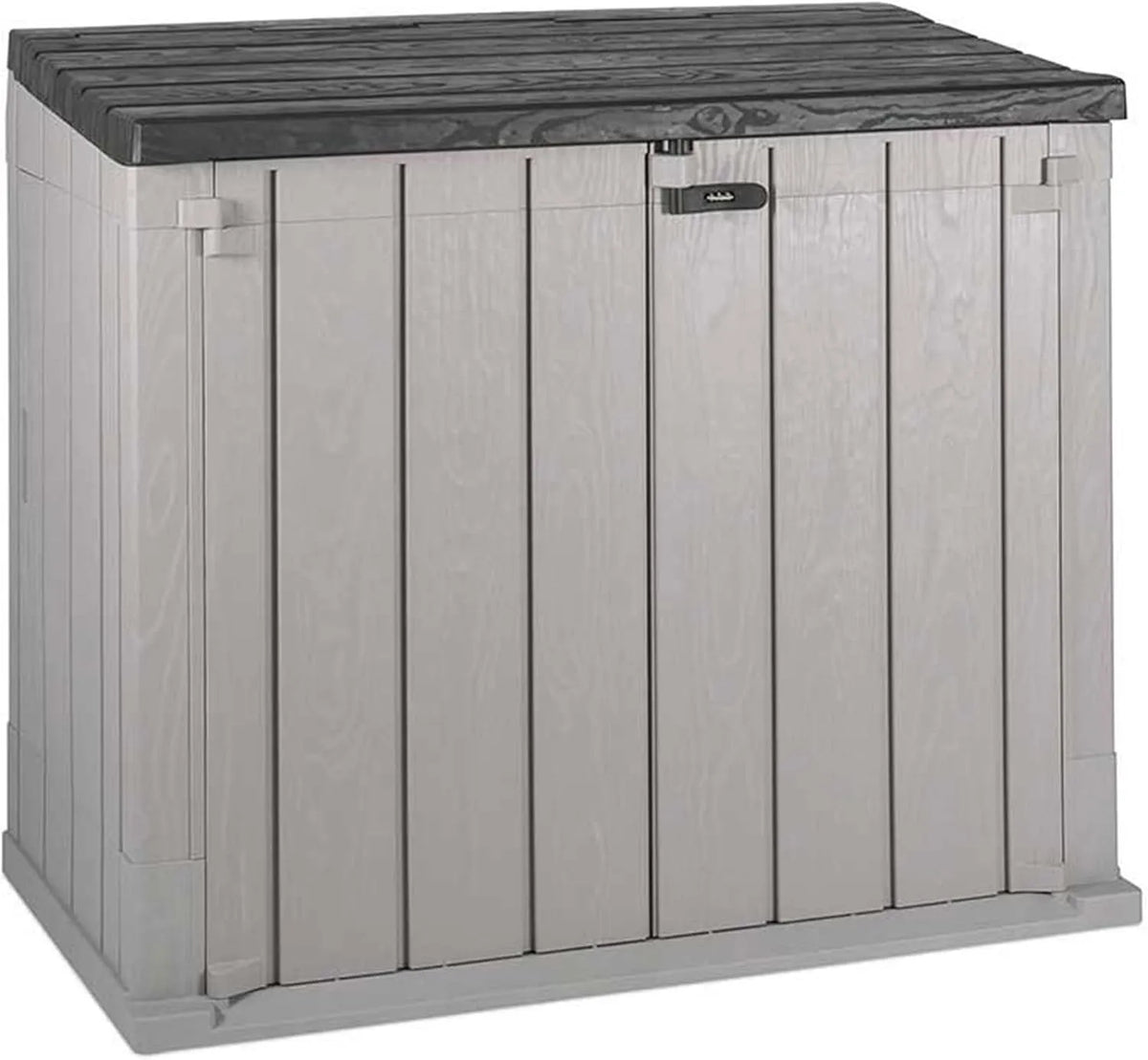 Abri de jardin, Smith Boîte de rangement d'extérieur de 775 l avec cadenas en plastique pour, Idéal pour 2 poubelles de 190 L, capacité 775 litres