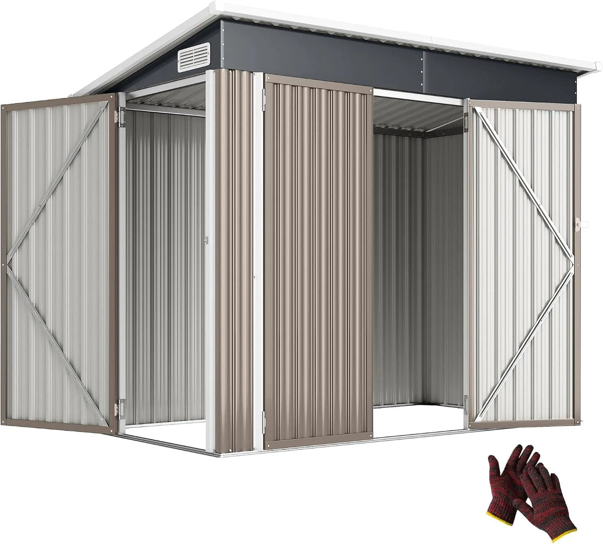 Abri de jardin Outsunny, cabane de Jardin extérieure 234 x 132 x 185 cm, en métal, cabanon Rangement Outils en Acier galvanisé, Toit incliné