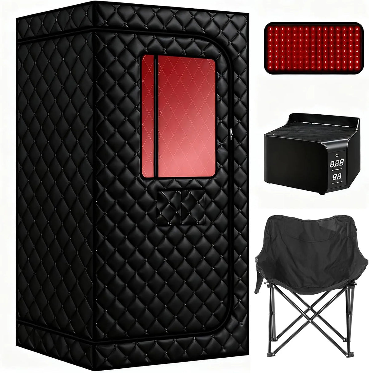 Chaise, télécommande de temps et de température de 85 °C, Sauna à air chaud amélioré, saunas portables à vent sec avec lampe rouge de 660 nm
