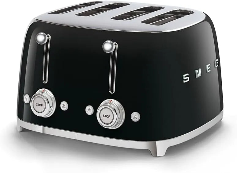 Smeg grille-pain TSF03BLEU, 4 Fentes 36 mm, puissance 2000 W, 4 Tranches, 6 Niveaux de Brunissage, 2 Ramasse Miettes, Fonction Chauffage