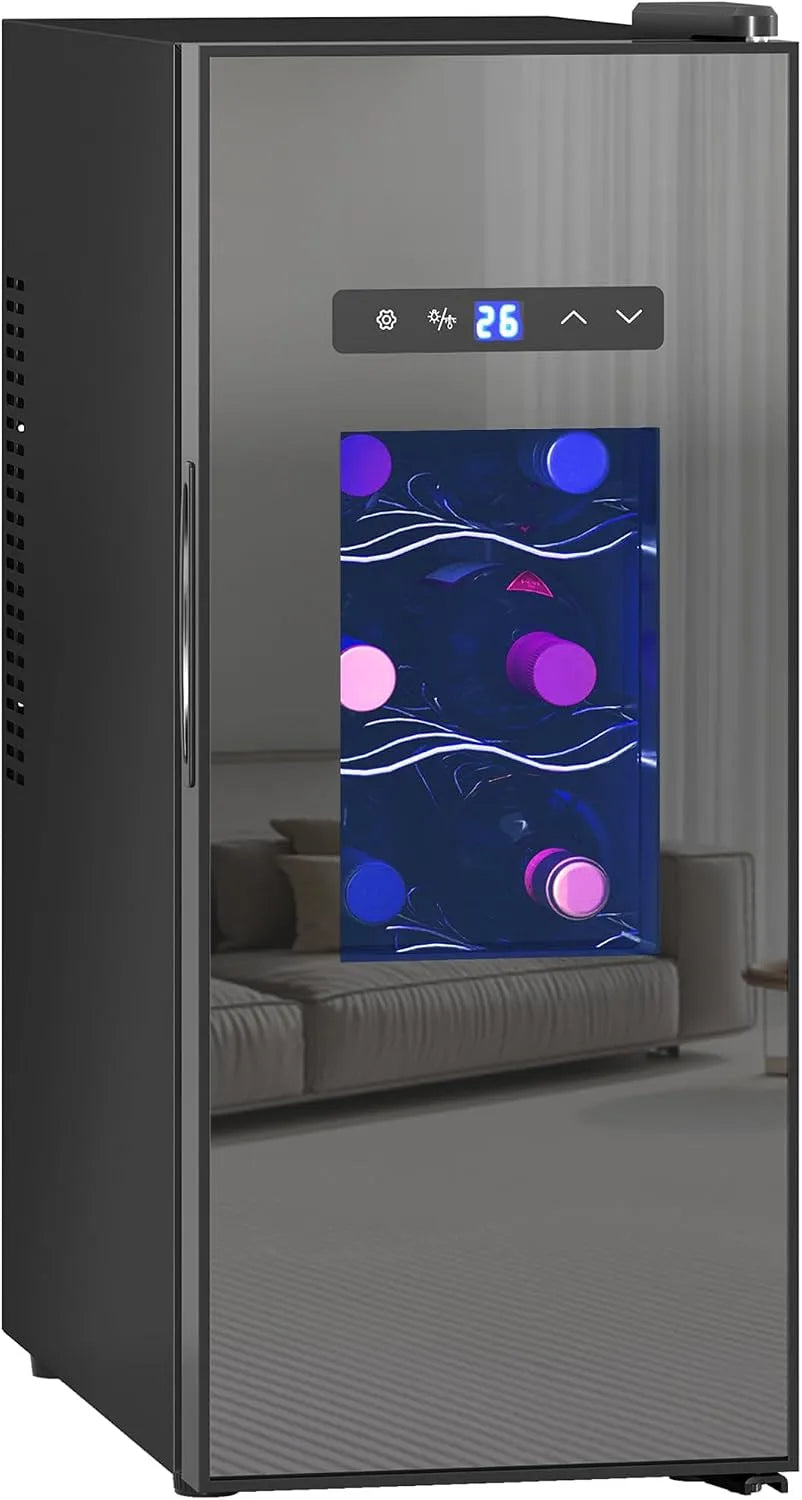 Homcom cave à vin, frigo vin contrôle de température 8-18°C, éclairage LED, finition noire, façade vitrée, écran tactile numérique