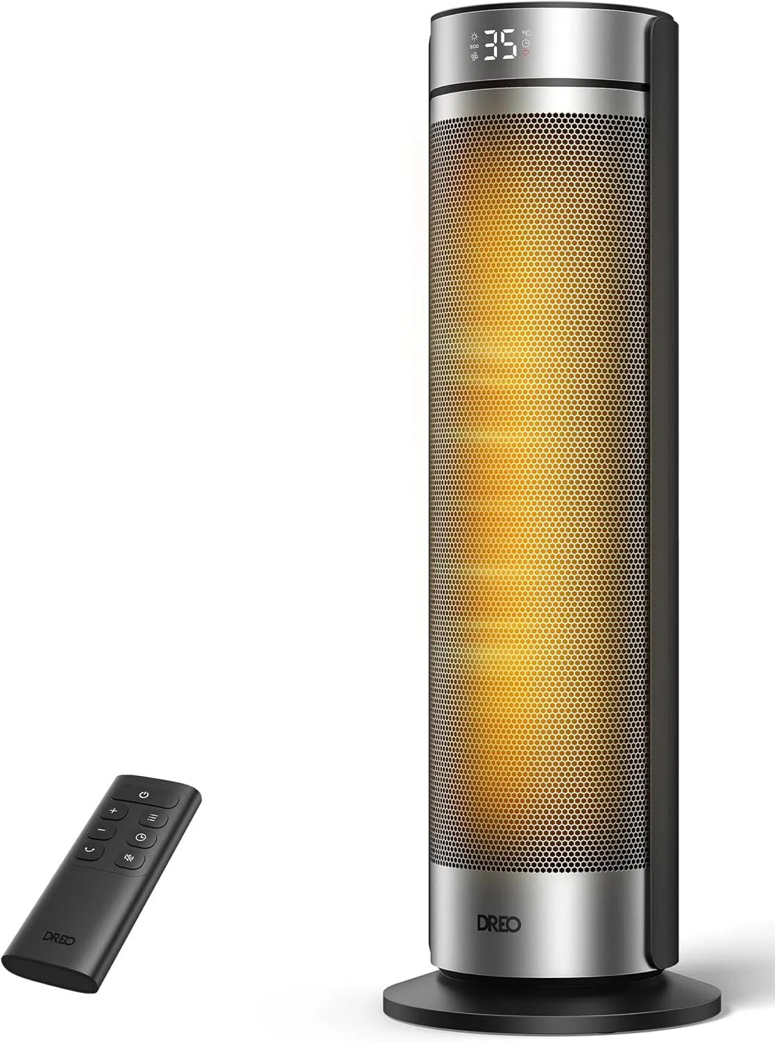 Radiateur 12H, DREO Chauffage Tour 23 Pouces 2000W Silencieux, 5 Modes, Oscillation 70°, Portable télécommande incluse, Minuterie