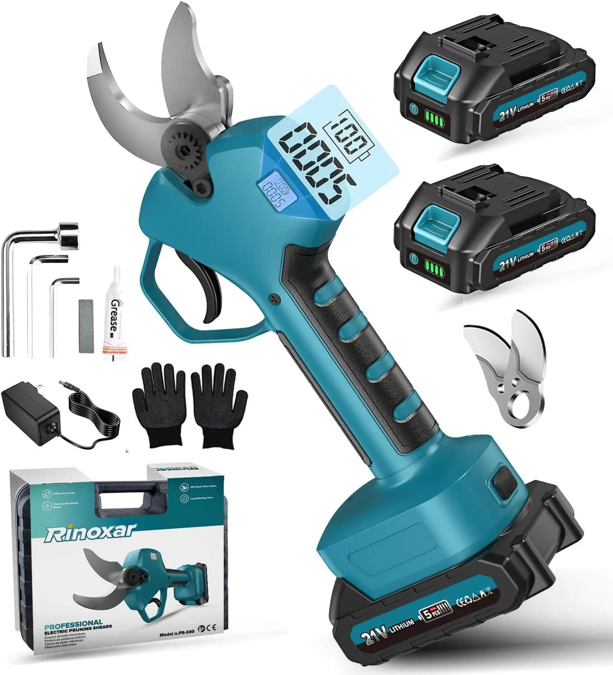 À fonctionnement à fonctionnement sans fil Sécateur Électrique, 40mm Secateur Electrique Professionnel avec 21V, LCD Display Bildschirm