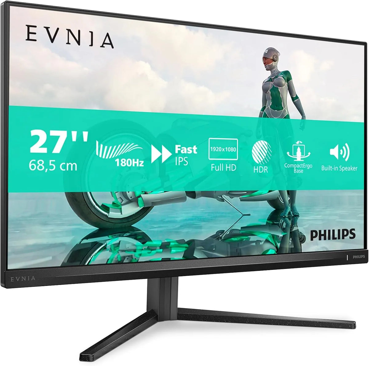 Philips modèle, 180 Hz 27M2N3200AM HD 27, 1 ms GtG, Moniteur de Jeu Full Pouces, G-Sync comp., finition noire, 1920x1080, 2X HDMI, FreeSync Prem.