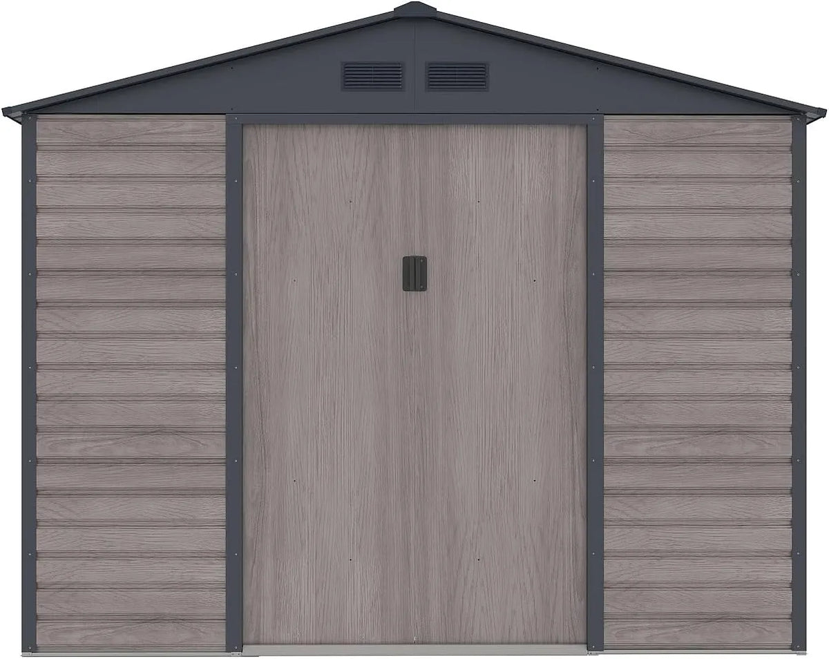 Abri de jardin, ADELMO, métal en Acier galvanisé Effet Bois finition grise 7,17 m²