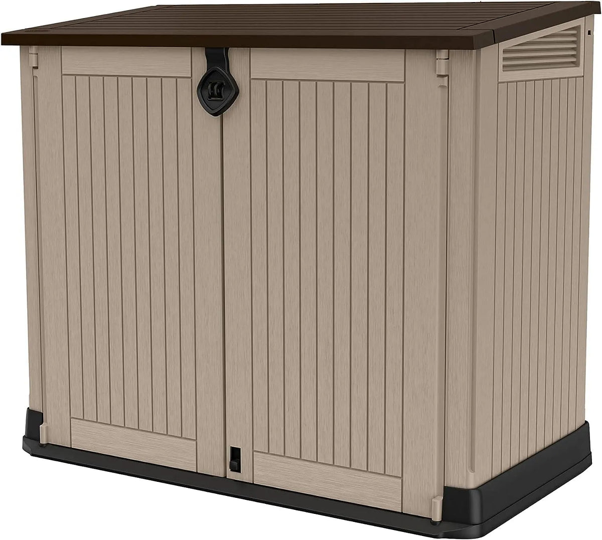 Keter Store-It Out Midi, dimensions 130 x 74 x 21 cm, Hangar de rangement de jardin en plastique pour l'extérieur, beige et brun
