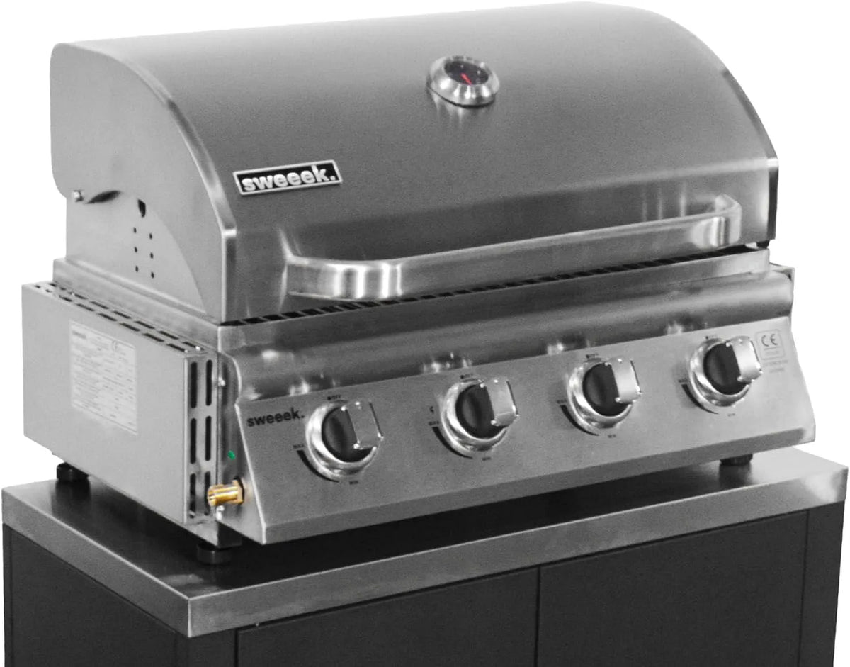Barbecue à gaz sweeek, avec 4 brûleurs à poser avec récupérateur de graisse