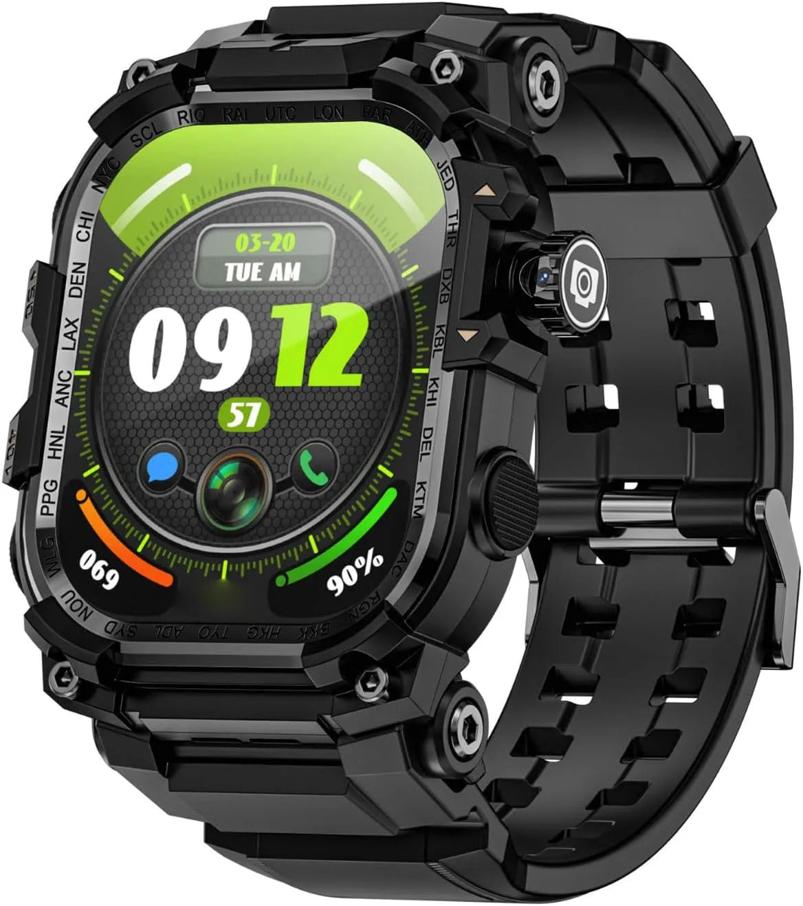 Modèle Connectée Android avec Carte SIM Lazmin112 Montre, Écran Tactile 2,06 Pouces, 3 Go + 32 Go, WiFi, GPS, Bluetooth, NFC, Call, SMS