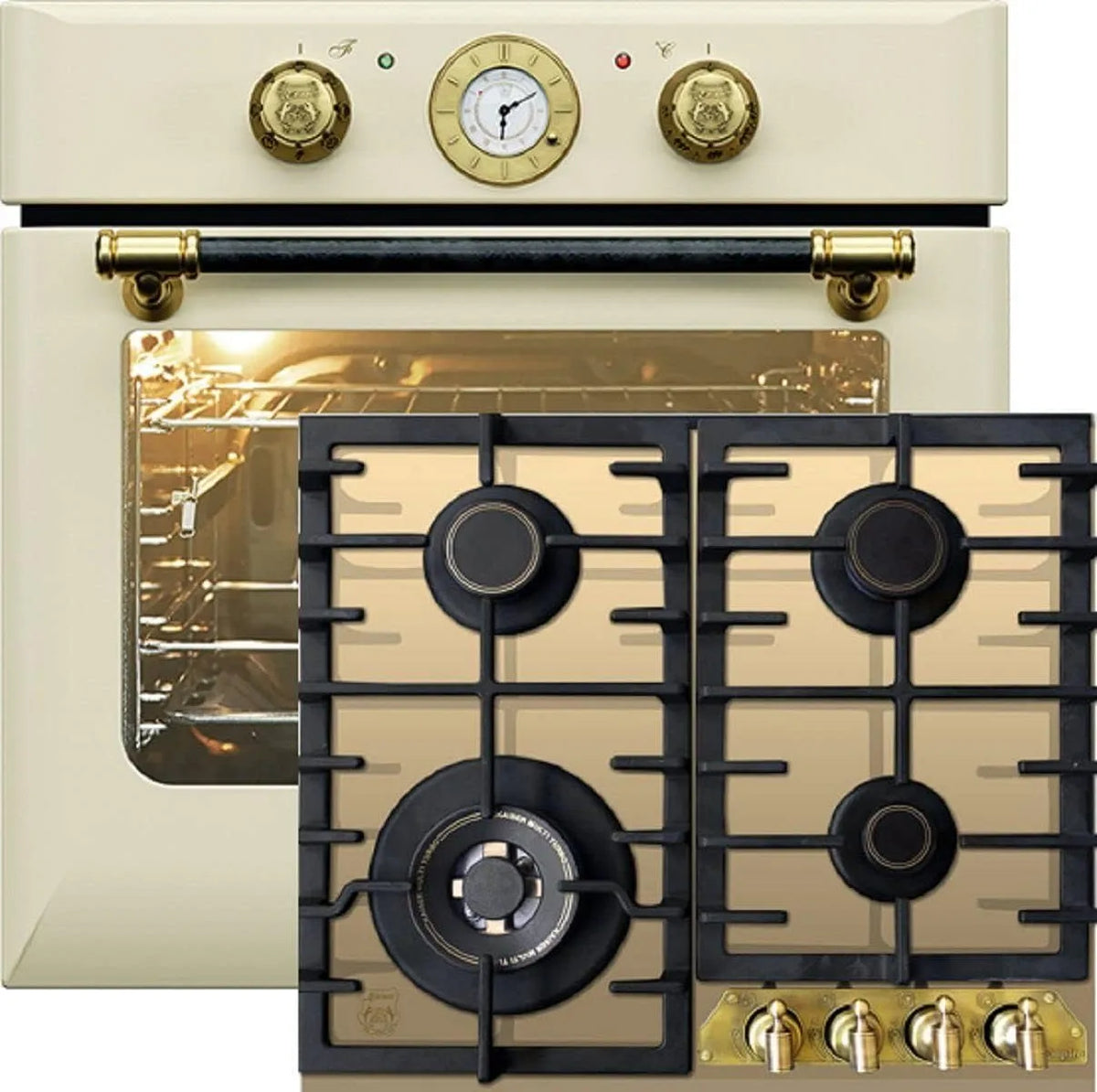 Four EH 6432 KCG 6335 Ensemble, capacité 68 L, 10 fonctions +plaque de cuisson gaz 60cm, ElfBE Eco ElfEm, Retro encastrable, tournebroche