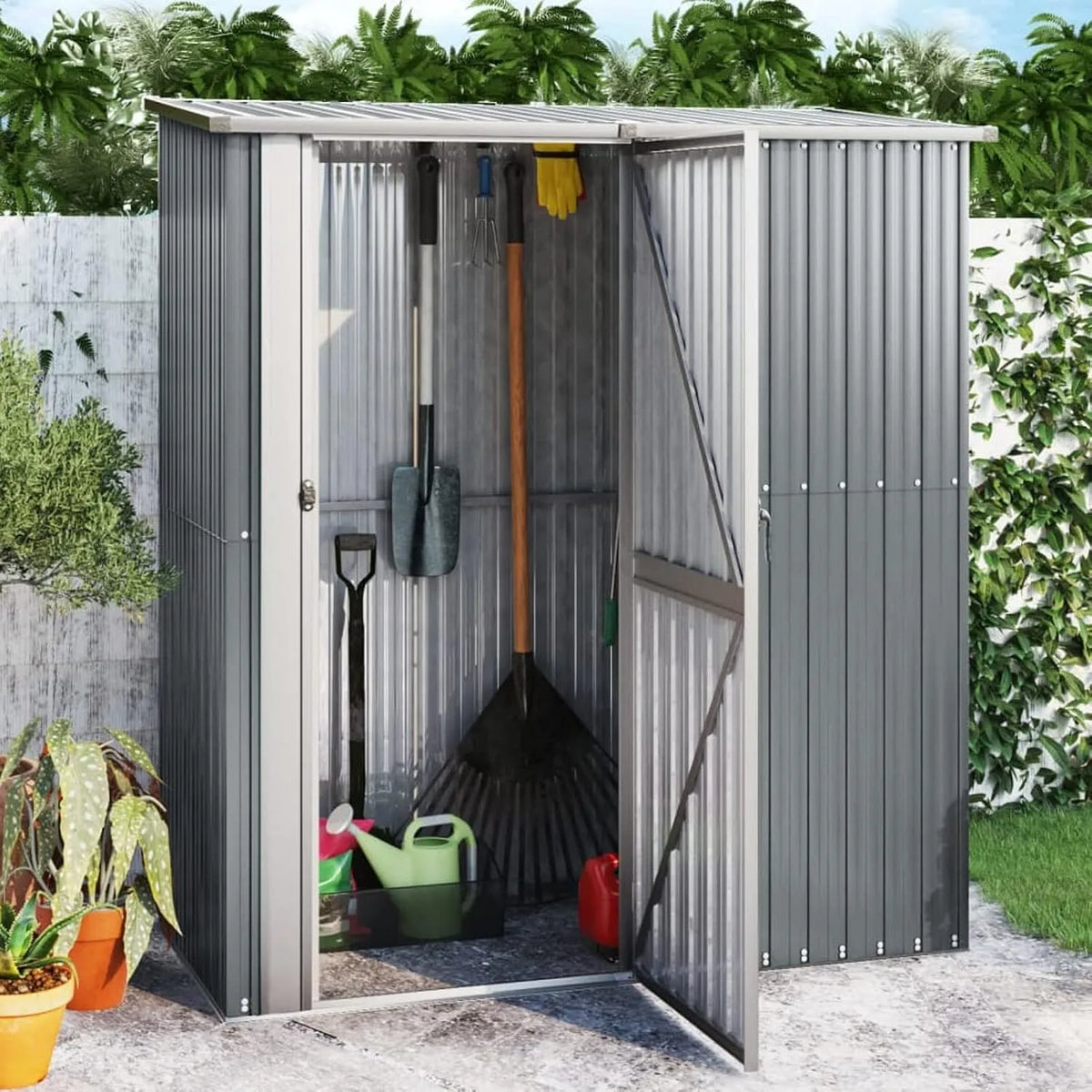 Abri de jardin, finition grise 180,5x97x209,5 cm Acier galvanisé, Abris De Jardin