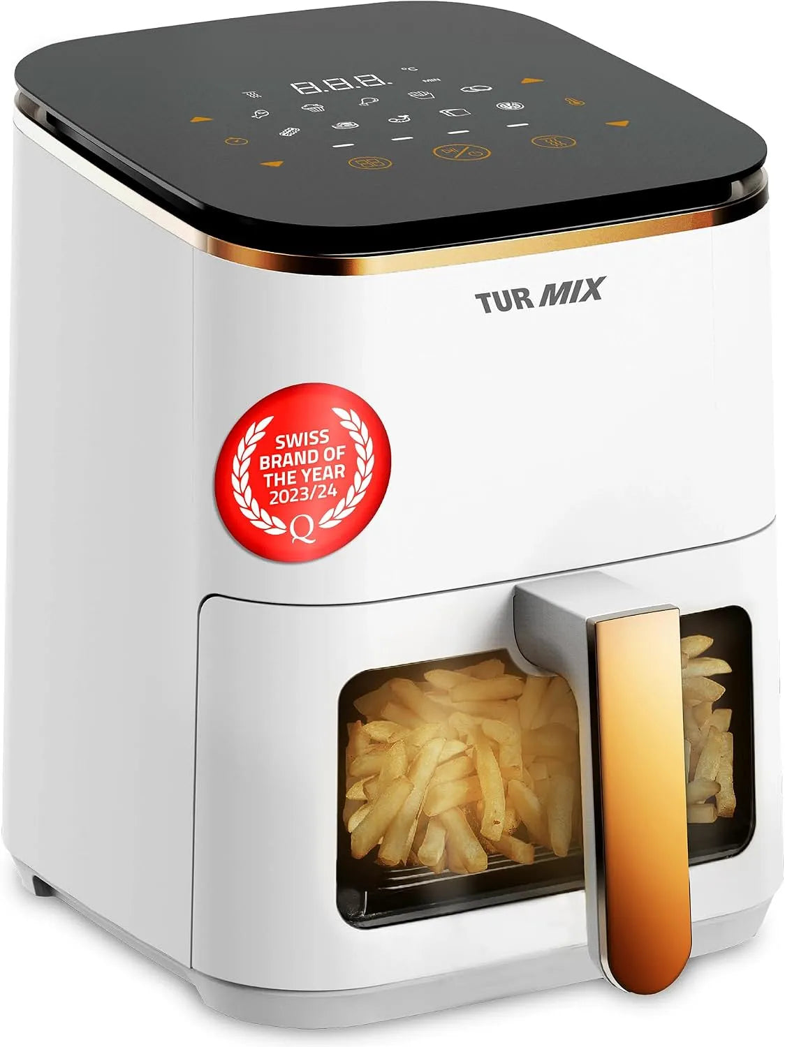 TURMIX Friteuse Air fryer Blanche Compact CX 250 TURMIX CX, Friteuse sans huile avec FenêtreTransparente 10 Programmes Automatiques