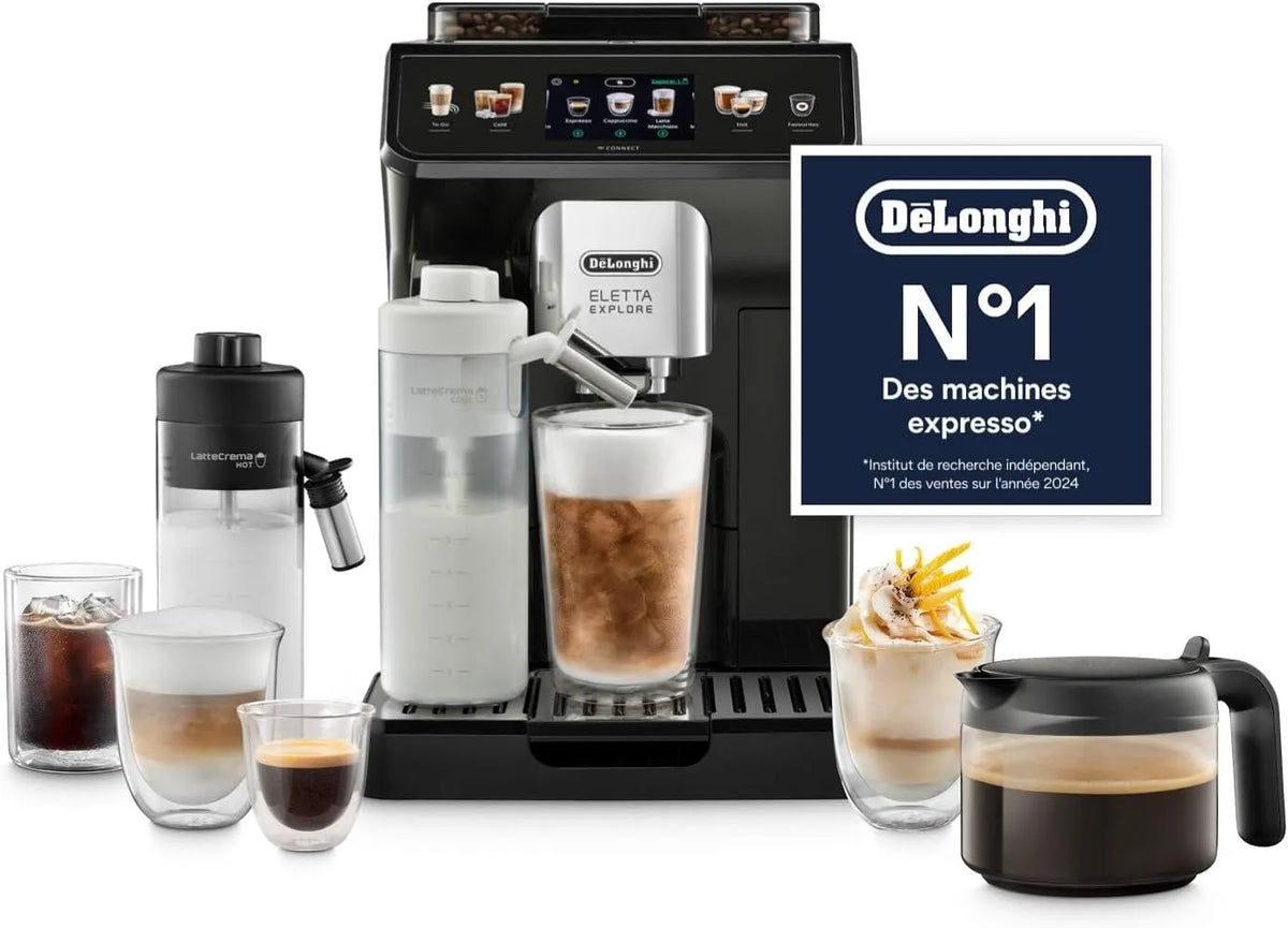 De'Longhi machine à café ECAM452.67.G, Machine à Espresso, Automatique, Pot à Café Inclus, Eletta Explore Cold Brew, Extraction Froide
