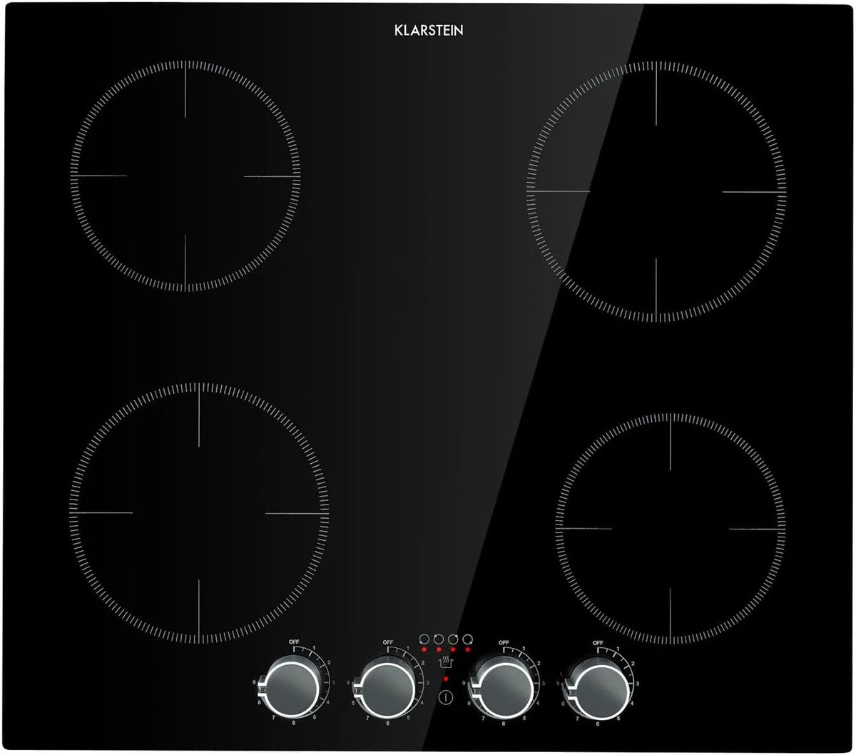 Klarstein plaque de cuisson, Induction Encastrable de 6000W, 4 Feux, Tables de Cuisson Electrique 4 Foyers, avec Sécurité