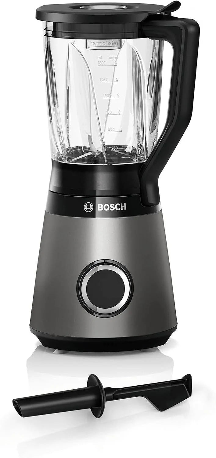 Bosch blender MMB6172SN, capacité 1,5 L Mélangeur de Table 1200 W finition noire, Acier Inoxydable