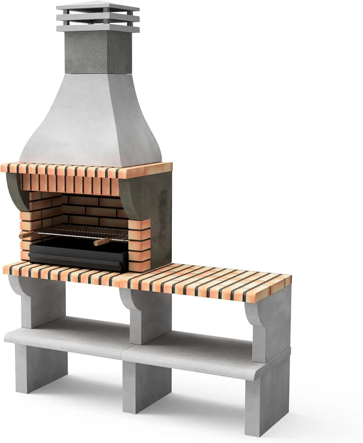 Barbecue MOVELAR, REF: 3535/3, Orange, finition grise, dimensions 165 x 58 x 245 cm, Cuisine extérieure avec double grille