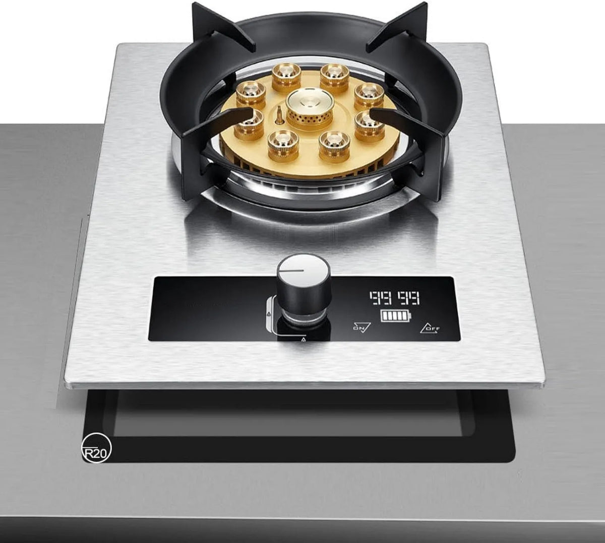 Cuisinière à gaz, 1 Brûleur 5,2 KW, Minuterie De 99 Minutes, Brûleur Unique, Support De Casserole En Fonte, Adapté For Caravane, Poêle Autoportant, NG