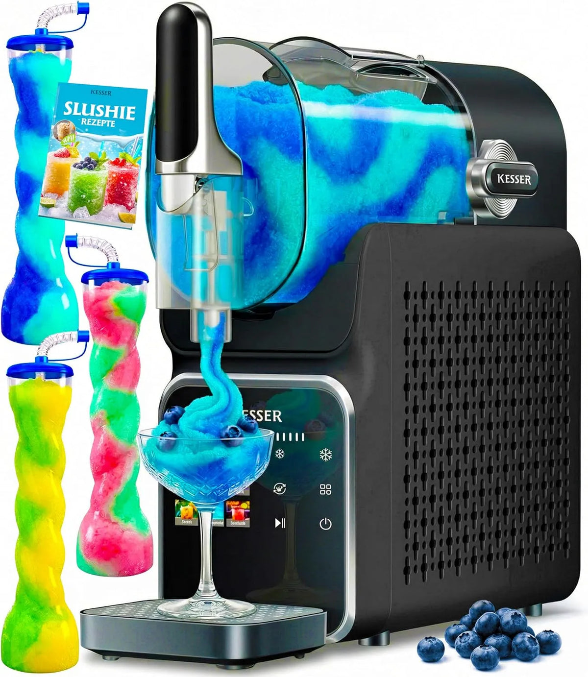 Kesser machine à glace, En 25 min et avec 6 programmes, Slush pour la maison, frappés, finition noire, capacité 2 l, cocktails glacés