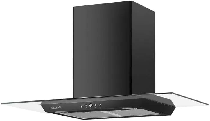 Murale BELDEKO BELDEKO 90 Hotte décorative, Moteur 200 W, largeur 90 cm, murale cm, Débit jusqu'à ~559 m³/h, 3 niveaux de vitesse + minuterie