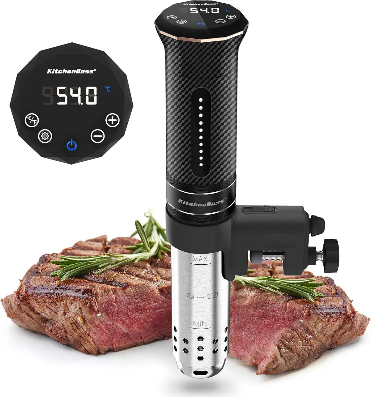 Cuisinière G300T IPX7, KitchenBoss Thermoplongeur Cuiseur Sous Vide Cuisson Basse Température: Sous Vide Cooker 1100W, Imperméable à l'eau