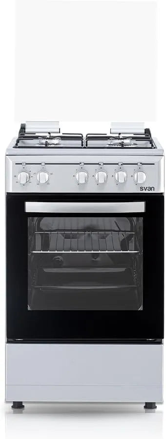 Cuisinière SKM4501X Svan, 5 programmes de cuisson, four 48 l, mixte gaz butane 4 zones de cuisson, verre en porte à double couche