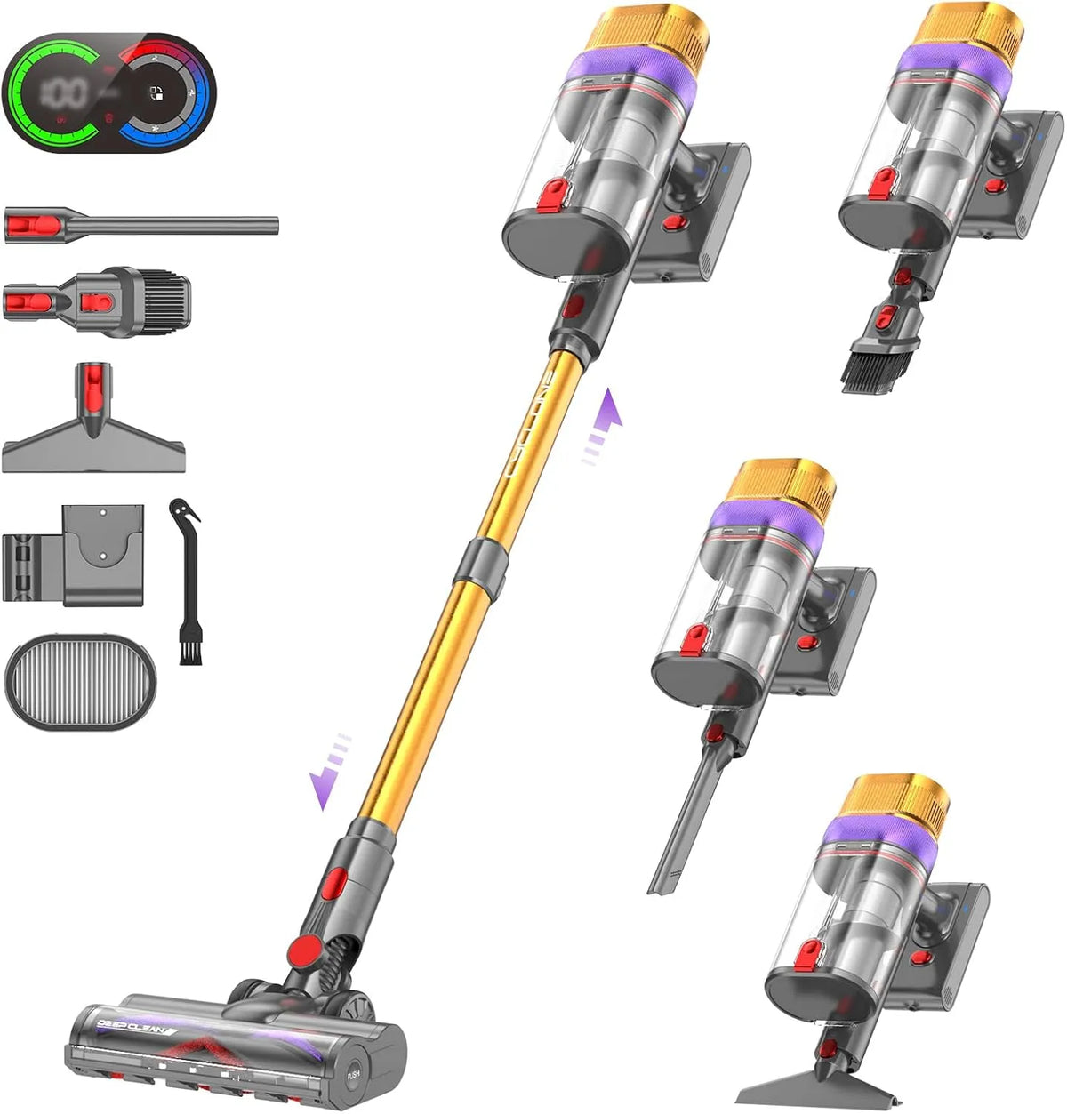 Aspirateur balai V15 Vistefly Ultra, 70Mins Aspirateur sans Fil Puissant avec Écran Double, Vistefly Ultra sans Fil, puissance 600W, 58Kpa