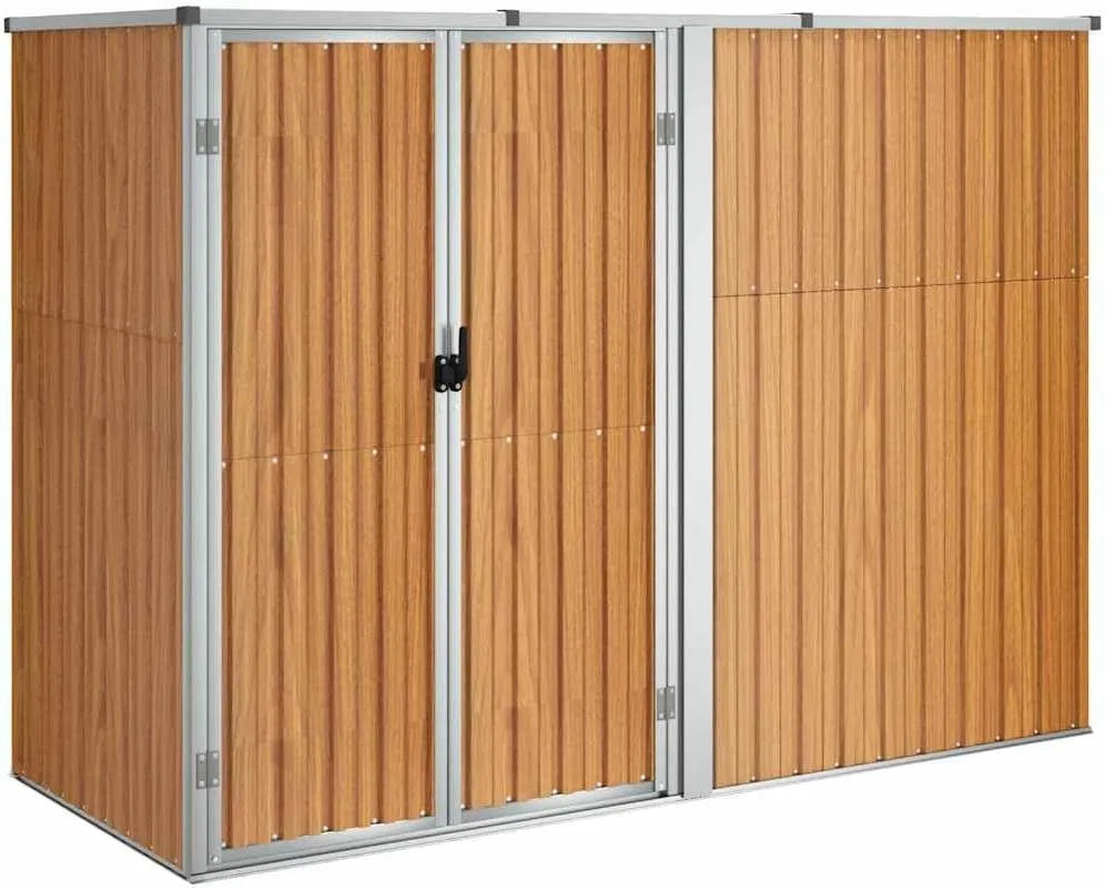Abri à outils vidaXL, Remise de Stockage Organisateur d'Outils Cabane de Rangement Extérieur Marron 225x89x161 cm Acier Galvanisé