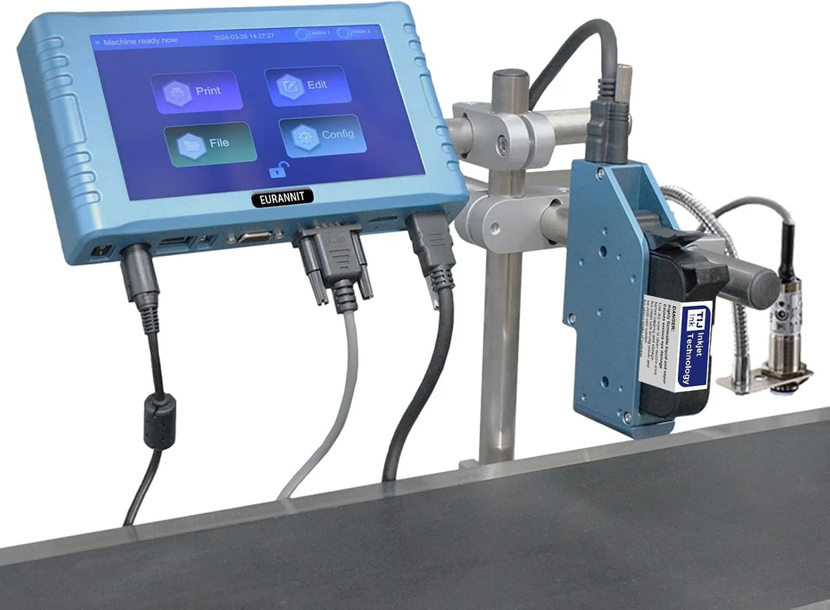Imprimante 260E, Machine de Code Jet d'encre Automatique pour la Ligne, 1 buse, QRCode, Logo, 12.7 mm, lot, Code à Barres, etc.
