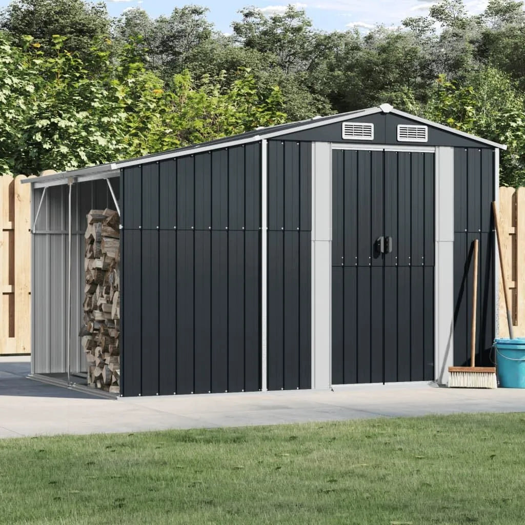 Garage Abri de, En acier galvanisé, dimensions 277 x 192,5 x 179 cm, Pour outils de jardin, Anthracite