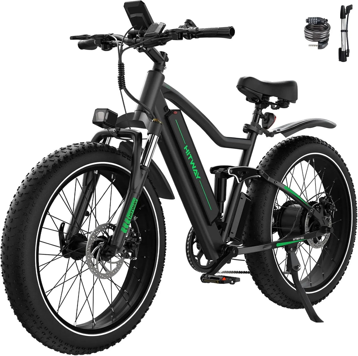 Vélo électrique 70-150km HITWAY, 26' 4,0 Fat Tire, VTT Électrique E-Bike avec Batterie au Lithium Amovible 48V 15Ah, puissance 250W