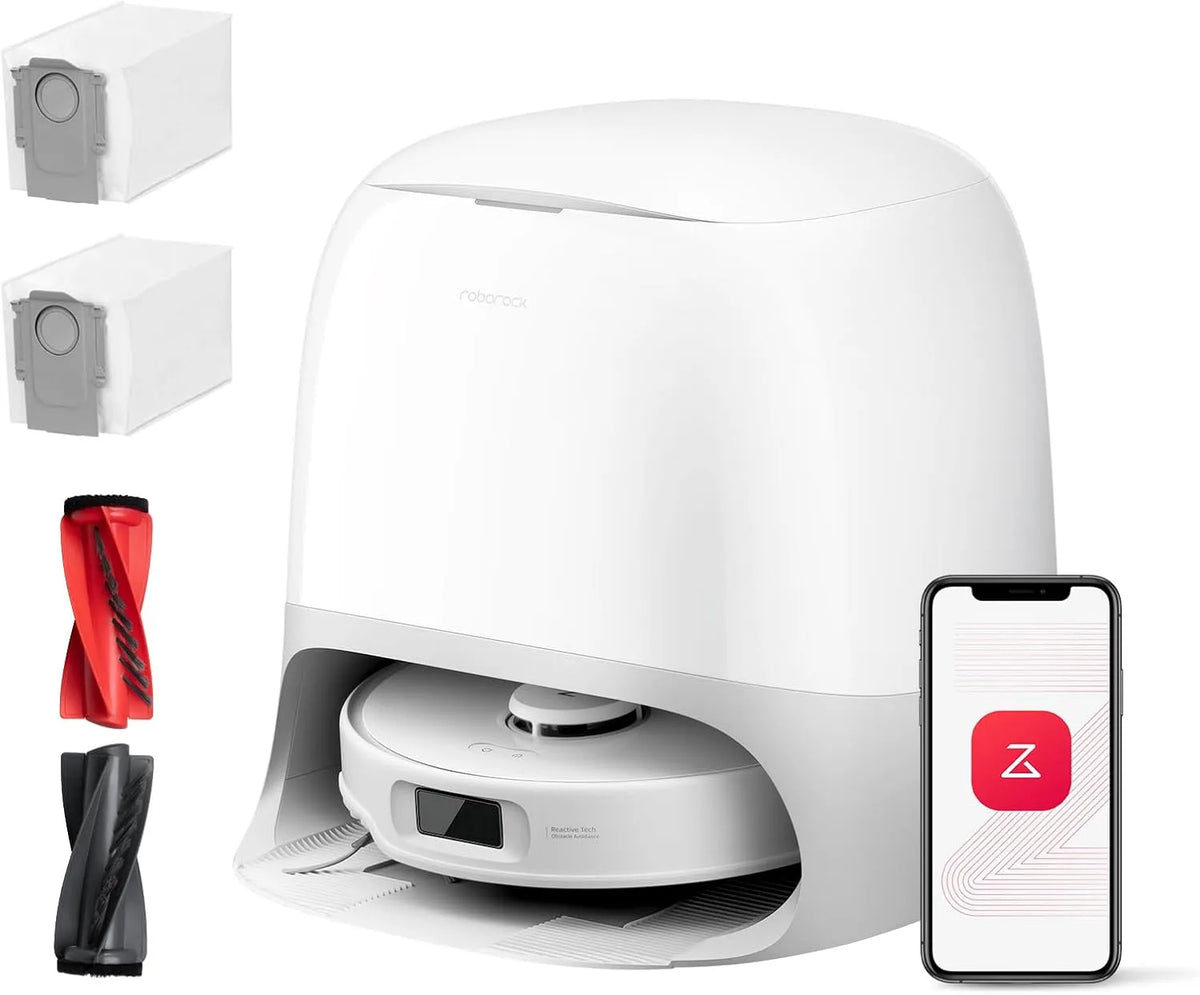 Roborock aspirateur S5X, Station Multifonctionnelle 3.0, APP, 18 500 Pa, 75℃ Lavage de Serpillière à l'eau Chaude, Anti-enchevêtrement