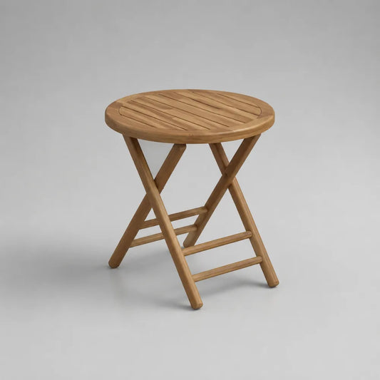 Table de jardin pliante ronde en bois d'acacia massif marron diamètre 60 x 70 cm