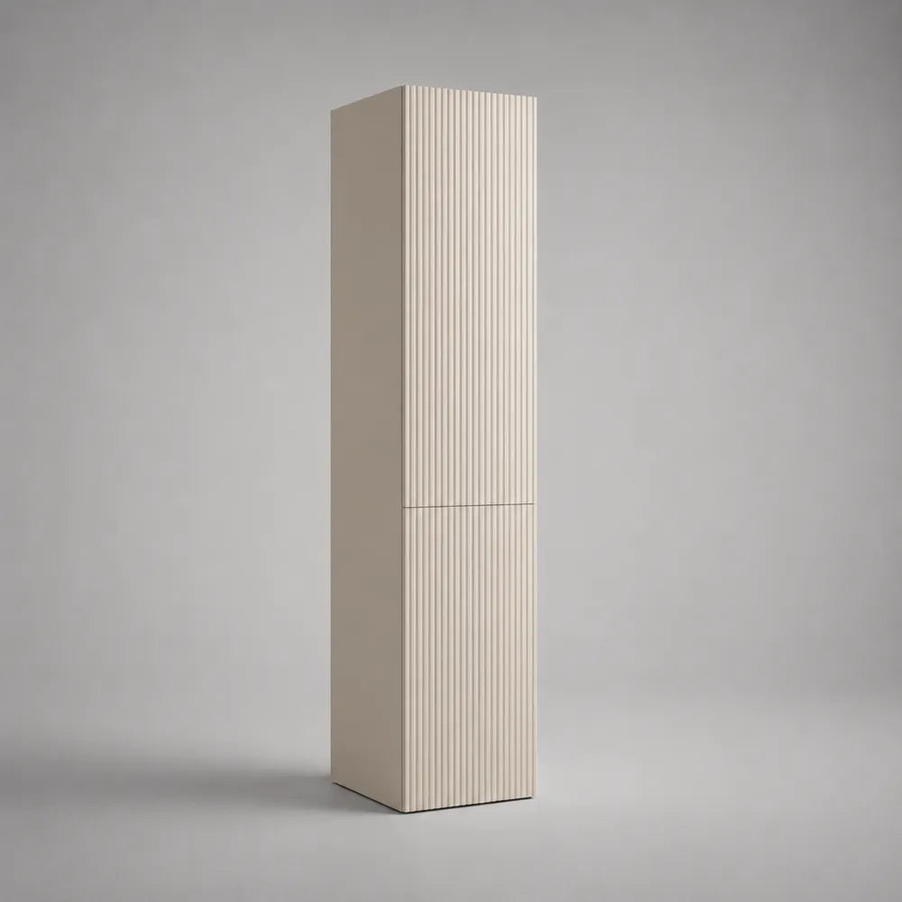 Armoire colonne 50x60x220 cm en panneau mélaminé beige avec porte battante rainurée