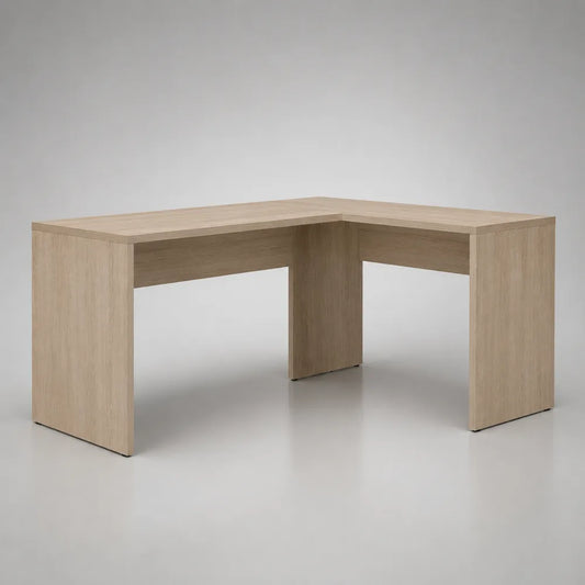 Bureau d'angle en MDF effet chêne clair forme L 180 x 140 x 75 cm