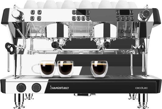 Cecotec machine à café, Pompe 9 Bars, Pré-Infusion Réglable, Affichage PID, Avec Deux Groupes, Chaudière Triple