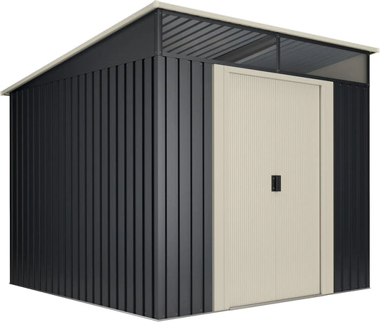 Abri de jardin 6m2, Métal 5 Stark avec fenêtre, dimensions 236x238x203cm, Porte coulissante Double, Toit Plat, Cabane extérieur