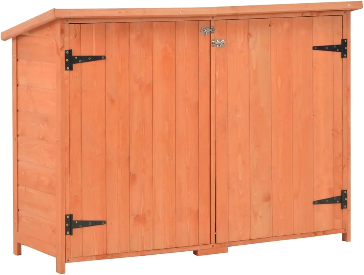 Abri à outils, Abri de Stockage de Jardin 128x42x91 cm Bois, Armoire de Jardin Remise de Jardin, de Extérieur avec Porte et Étagères