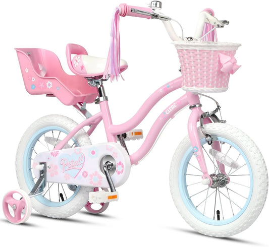 Vélo Glerc, pour Enfants 12/14/16 Pouces pour Filles, Adapté aux Enfants de 2 à 8 Ans, Style Princesse, Équipé avec Panier