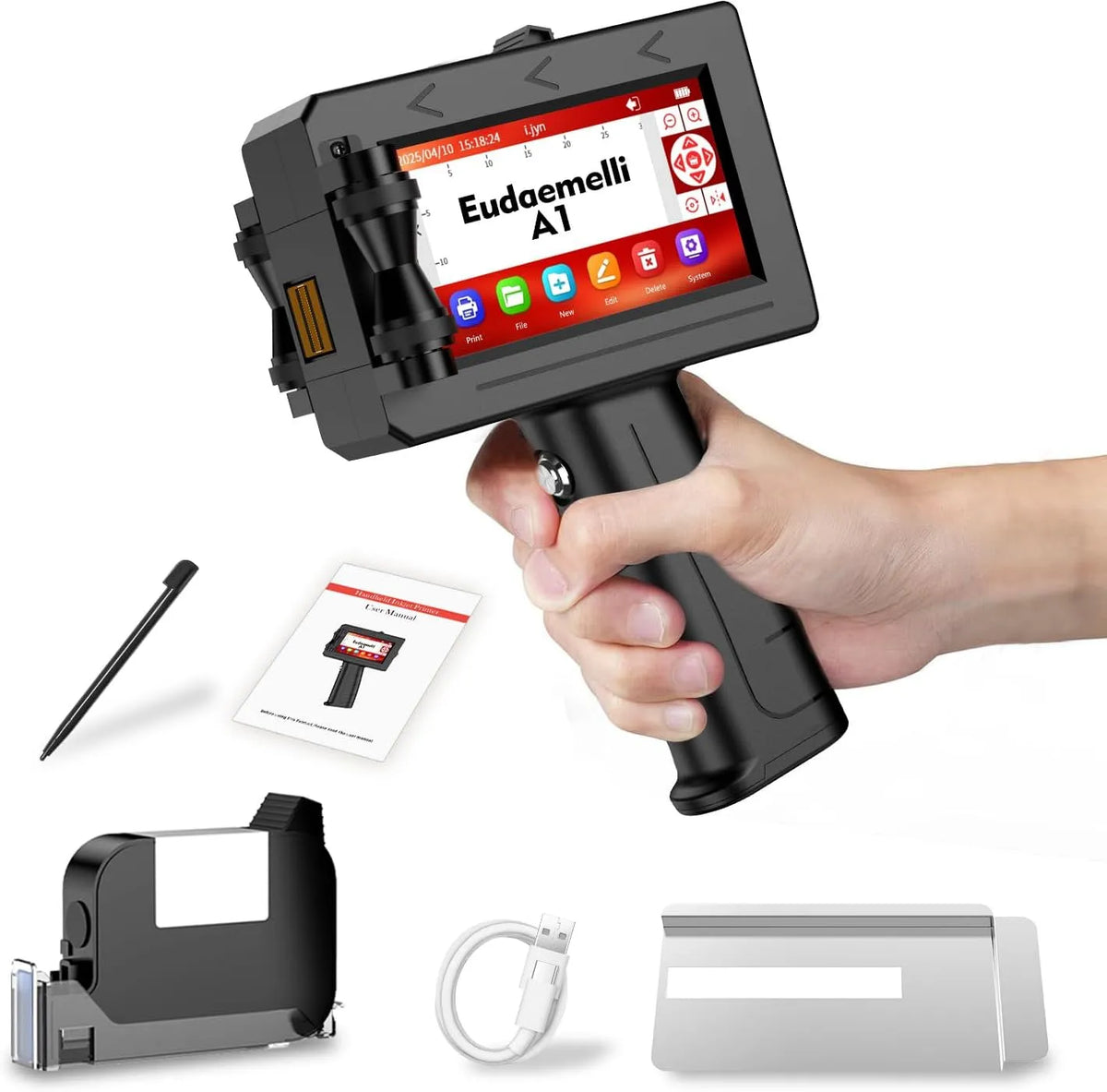 Imprimante, A1 à Jet d'encre Portable et Manuelle, 2-12,7 mm, Série, pour Texte, Logo, Code QR, Code-Barres, Date