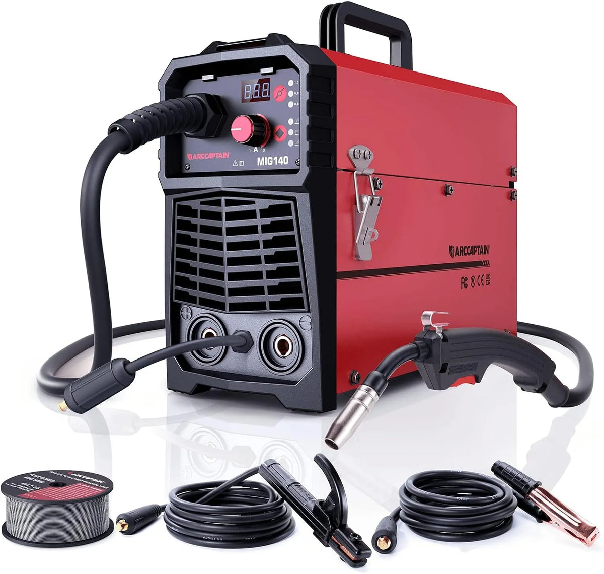 Poste à souder AC230V, 5 en 1 avec fil fourré FLUX, Lift TIG avec dévidoir de fil synergique et 1kg de fil fourré 0,8mm, MMA E-Hand