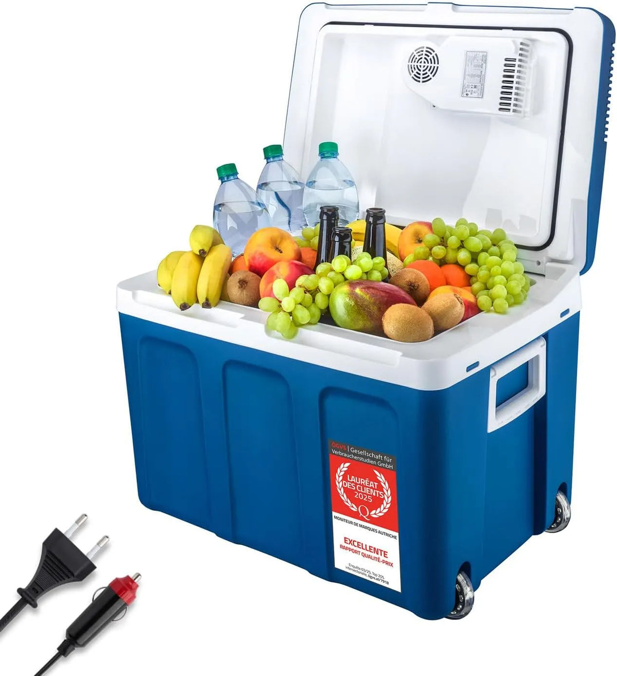 Réfrigérateur TZS First Austria, Box thermoélectrique refroidit & chauffe, Pour camping, voyages, Glacière monté sur roues, festival, Bleu
