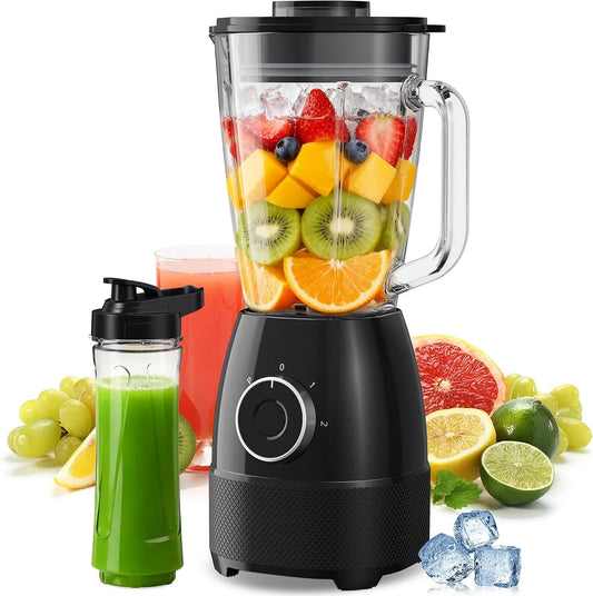 Blender 24000, 2 Vitesse ajustable, capacité 6 Lames en acier Inox avec Bol en verre 1,5L/min, puissance 1500W Smoothie tours, Mixeur