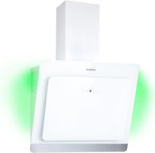 Klarstein hotte aspirante, Hotte Silencieuse avec Evacuation, Alina 60cm, Filtre de Hotte en Carbone, Hottes de Cuisine Inclinées, Intelligent IoT